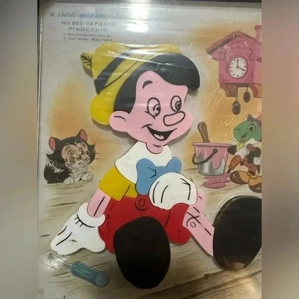 Vintage 1964 Child Guidance Toy 13 Piece No. 963 PINOCCHIO Kids Magnetic Puzzle